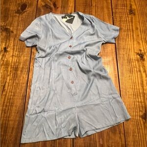 Blue Button-Up Jumpsuit